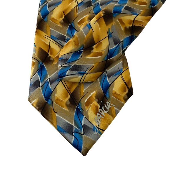 J. Garcia Carousel Collectors Edition Silk Tie Abstract Blue Yellow 3.5 x 60 - Picture 3 of 9